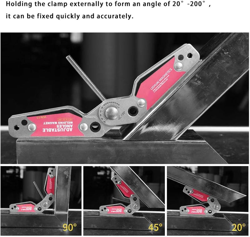 20 ° -200 ° Schweissmagnet Einstellbare Winkel Schweisshalter, Magnetschweissklemme Fixierer Schweis