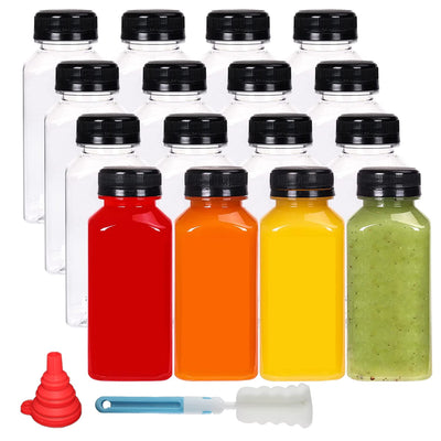 YBCPACK 16 Stück 250ml Kunststoff Saftflaschen zum Befüllen， Wiederverwendbare Leere Smoothie Flasch