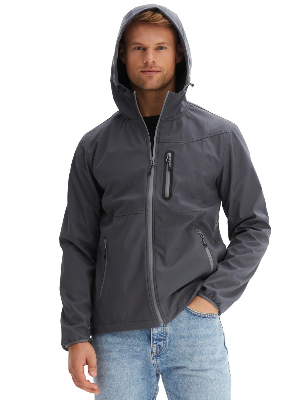 Morgenstern Softshelljacke Regenjacke Herren Wasserabweisend Atmungsaktiv M Grau, M Grau