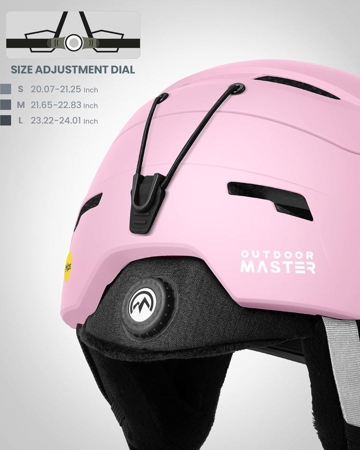 OutdoorMaster ELK MIPS Skihelm - Schneesporthelm Snowboardhelm für Männer Frauen & Jugend Mattes Ros
