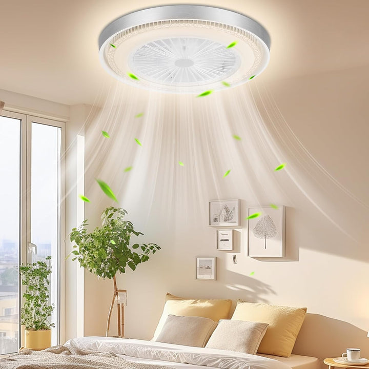 LED Deckenventilator mit Beleuchtung, deckenleuchte mit ventilator und Führungsradventilator, 3 Farb