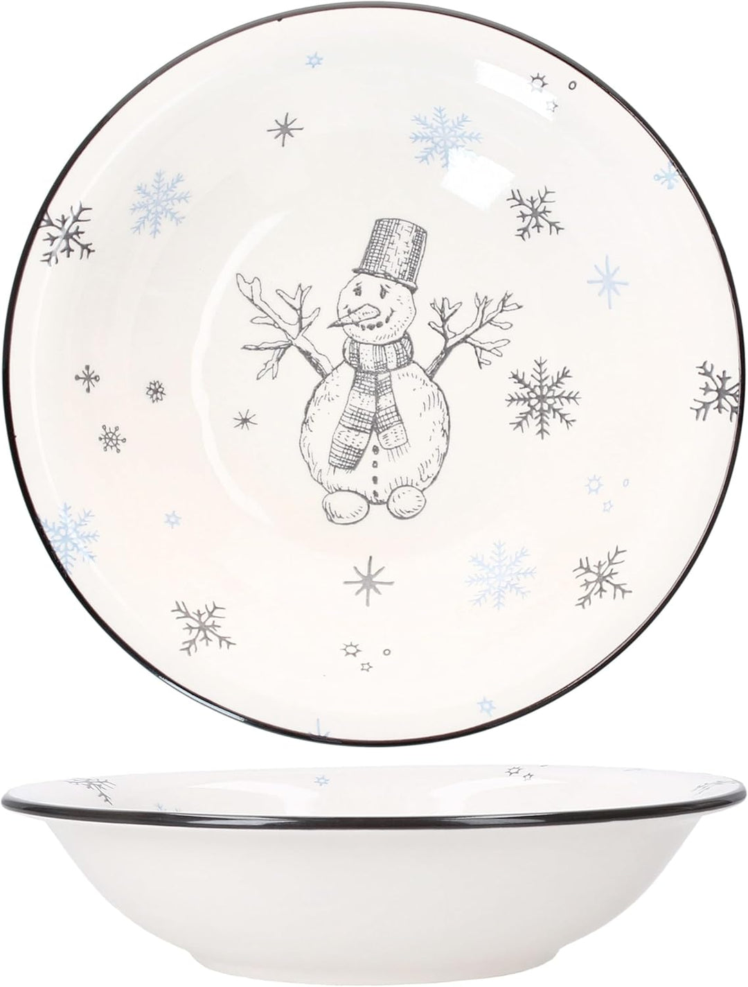 MamboCat 6er Set Olove Suppenteller I 450ml I winterliche Tiefe Teller aus Steingut mit Schneemann &