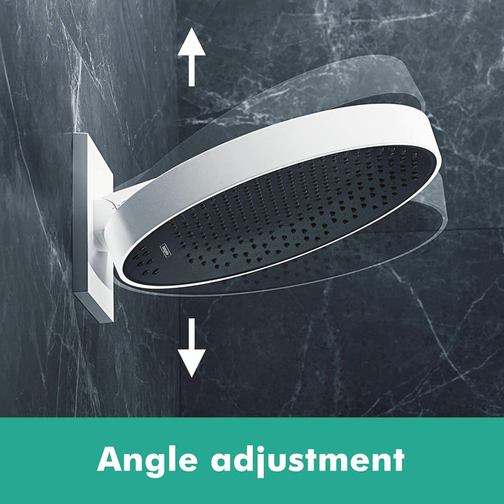 hansgrohe Duschkopf Regendusche Rainfinity (360mm, rund, 3 Strahlarten, Wandmontage) Mattweiss, Matt