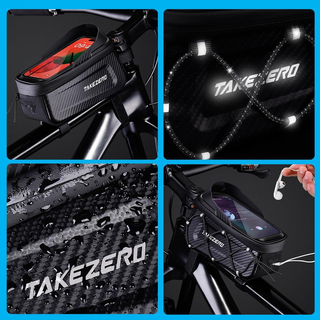 Fahrrad Rahmentasche Wasserdicht, 3D Eva Hartschale Oberrohrtasche, Handytasche mit Touchscreen für