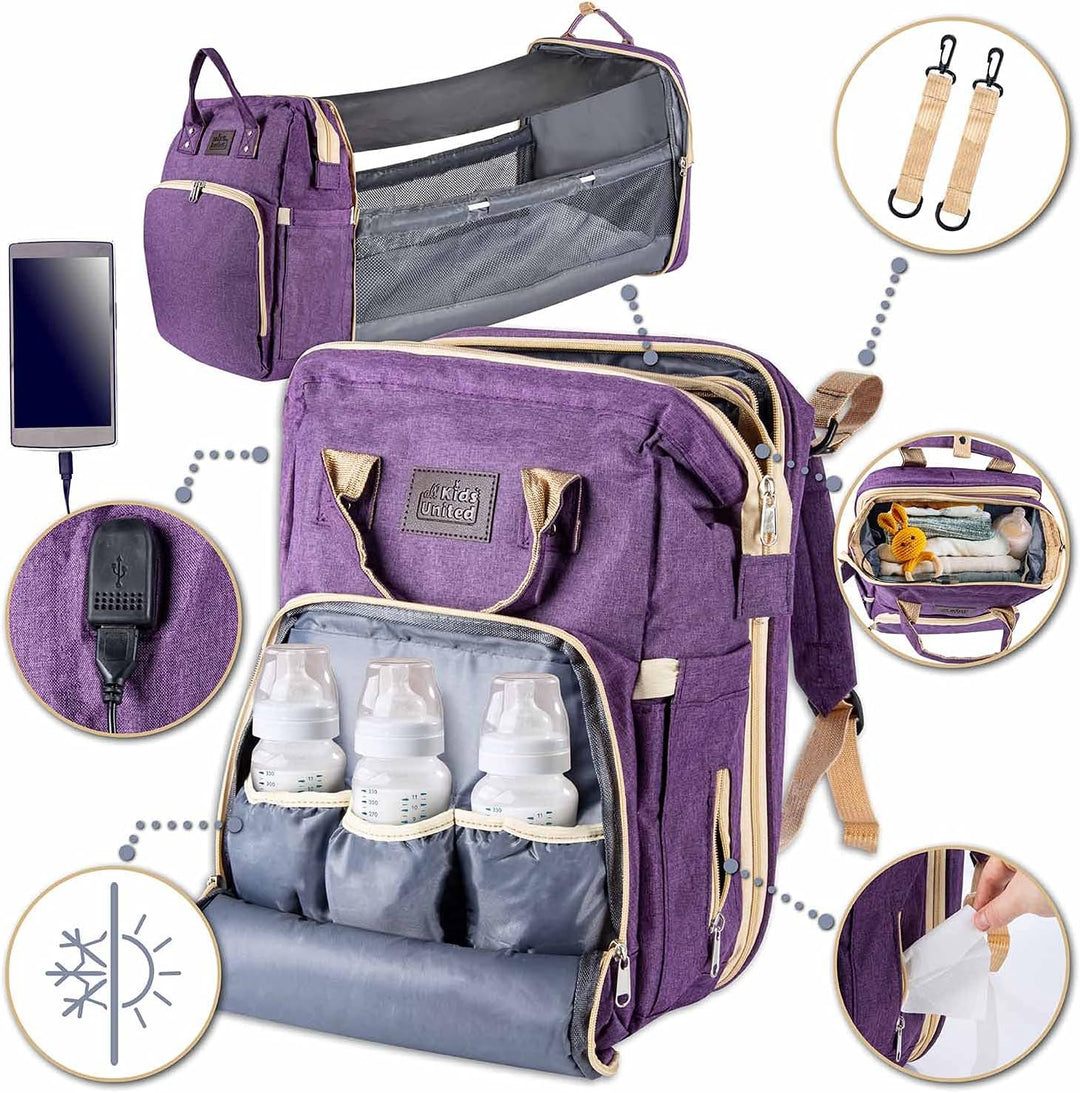 all Kids United® Baby Wickelrucksack Deluxe mit Kinderbett - Babytasche Wickeltasche Set: Baby-Rucks