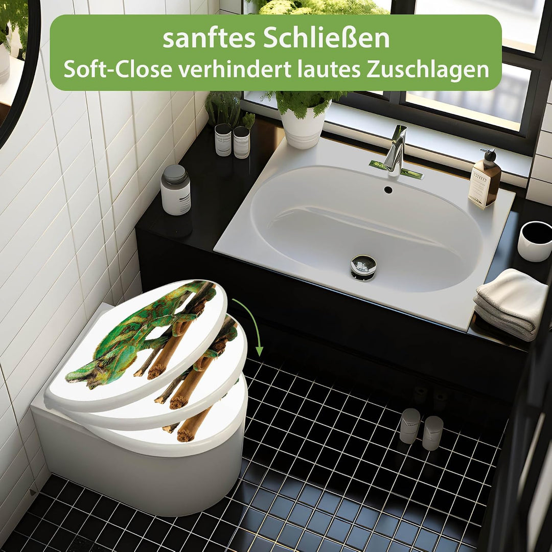 banjado Toilettendeckel mit Absenkautomatik 44,5x37cm - Soft Close Toilettensitz - WC Sitz mit Absen