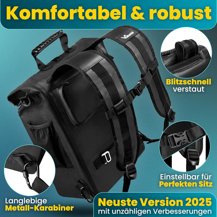 Valkental® 3in1 Fahrradtasche [Bis 25L] - Das Original - Geeignet als Gepäckträgertasche, Rucksack u