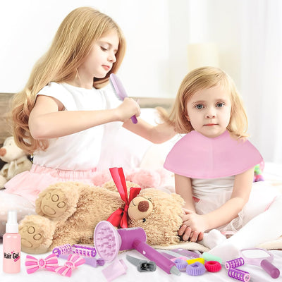 deAO Friseurset Spielzeug Kinder mit Friseurtasche, Haartrockner Inkl. Bürste und Diffusor-Aufsatz,