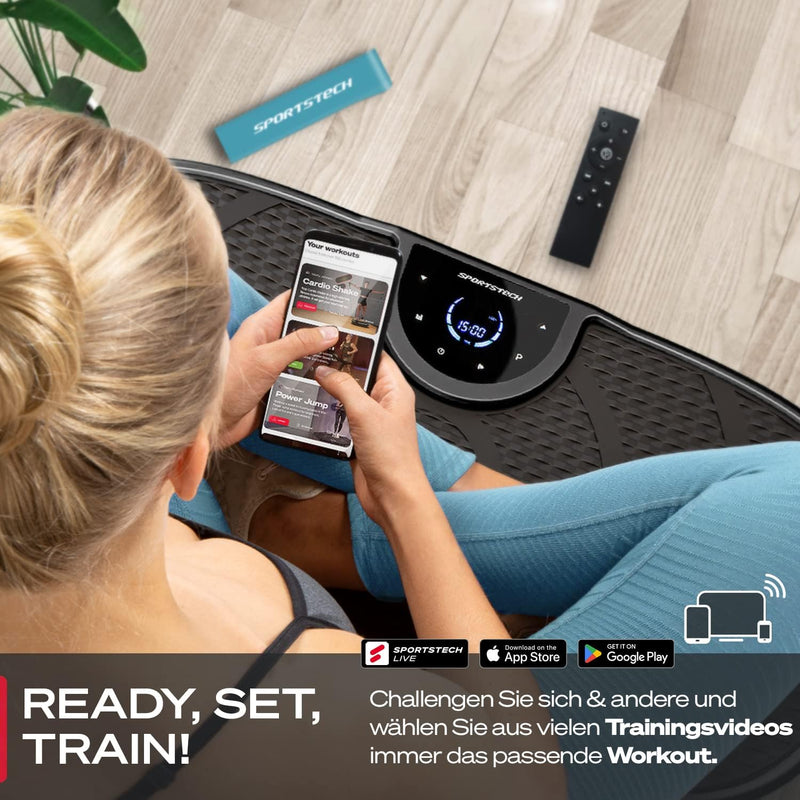 Sportstech Vibrationsplatte VP250 im edlen Curved Slim Design | Fettverbrennung & Muskelaufbau | lei