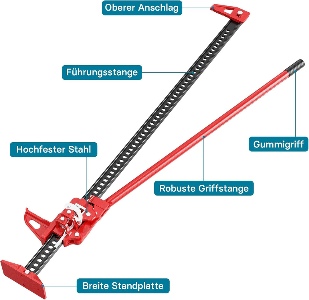 Wiltec Farm Jack Wagenheber 150 cm 60" 3000 kg, Offroad Stockwinde für Geländewagen, ATV Heber, Allz