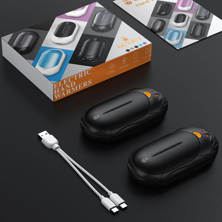 Handwärmer Wiederaufladbar Split 2 Pack,OUTJUT Handwärmer Elektrisch 6000mAh Tragbare Taschenwärmer