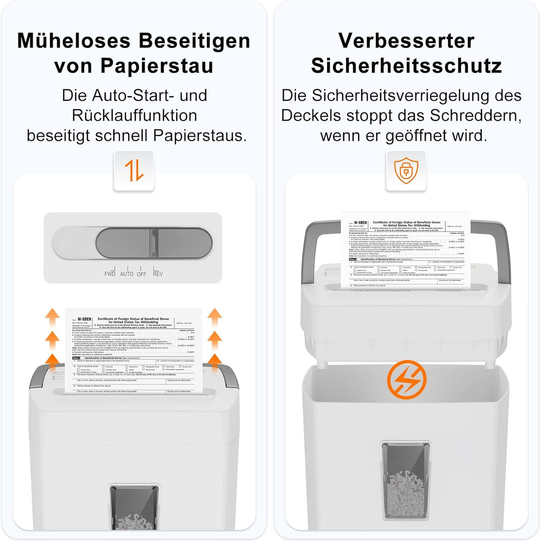 Bonsaii 10-Blatt Aktenvernichter P4, Mikroschnitt schredder für 21L Behälter, Anti-Blockier-System &