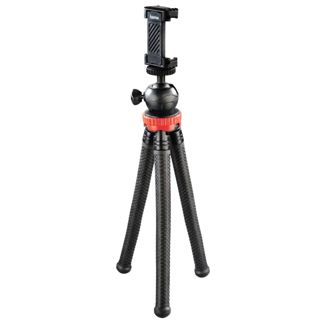 Hama Stativ Flexpro (für Smartphone, GoPro und Kameras, mit Gelenkfüssen, Höhe 27 cm) schwarz/rot sc