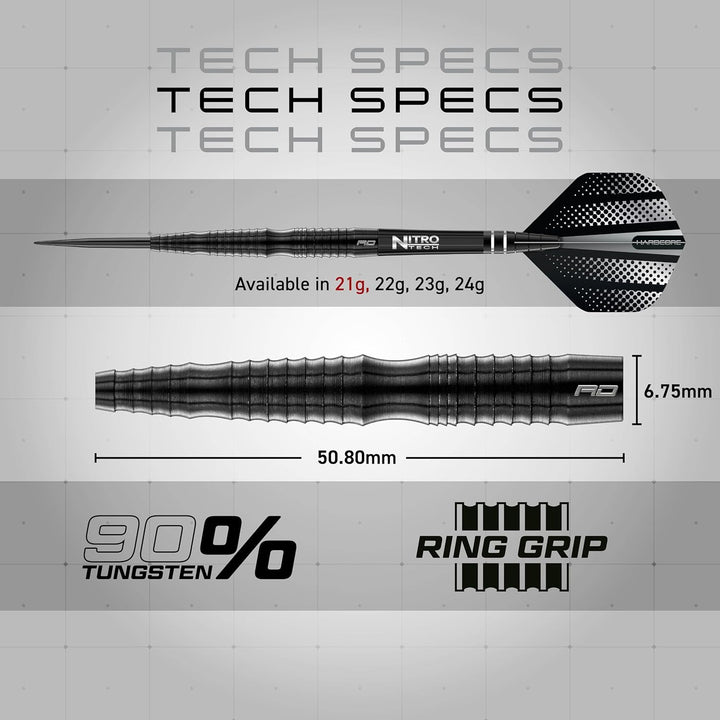 RED DRAGON Razor Edge Extreme Professional Tungsten Darts Set with Flights and Stems 21.0 Gramm, 21.