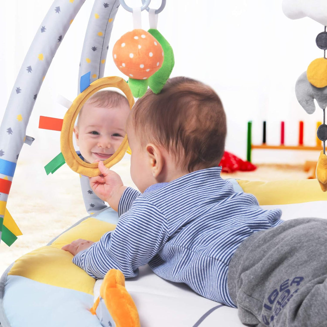 Lupantte Baby Spieldecke,Spielbogen Baby 2 Austauschbaren Bezügen,Spielmatte mit Spielbogen Abnehmba