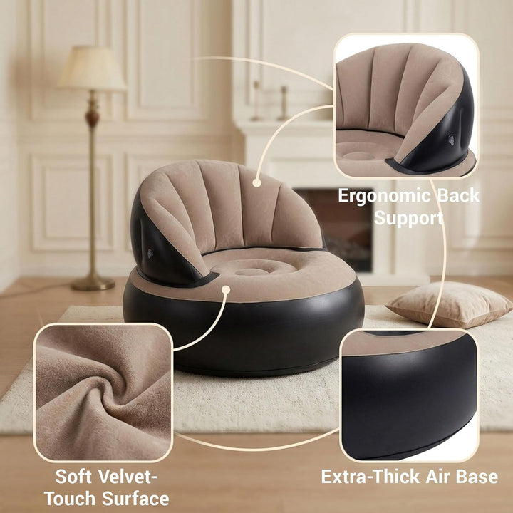 Sitzsack Aufblasbar Luftsofa Couch - Aufblasbares Sofa mit Fusspumpe Beflockt - Camping Sofa Aufblas