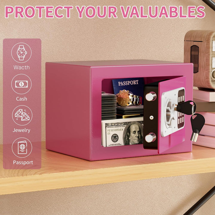 Digitaler Safe 6,8 l, kleiner Tresor für Zuhause, elektronische Sicherheitskassette, Wandtresor fürs