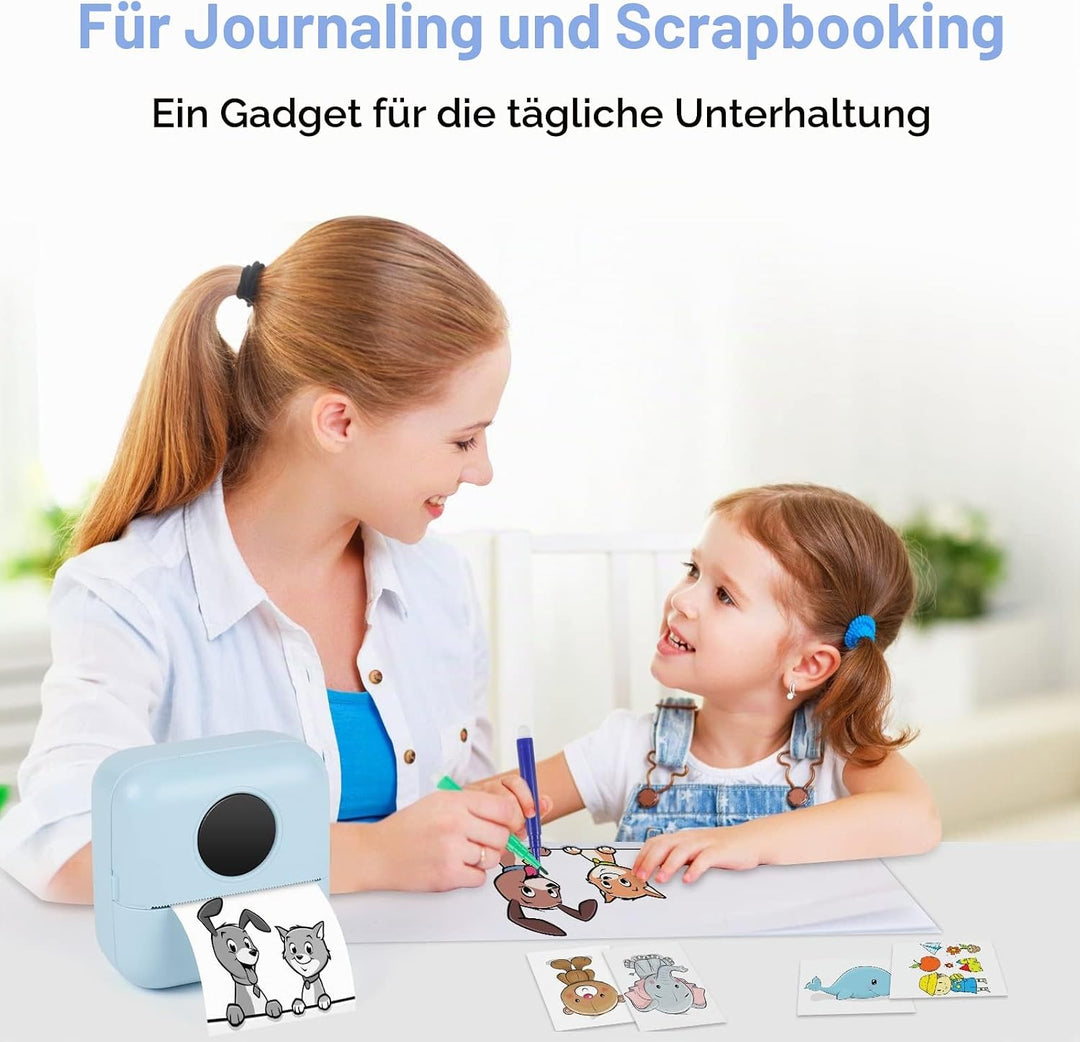 GuKKK Mini Drucker, Mobiler Fotodrucker, Tragbarer , Wireless Thermodrucker, Smartphone Bluetooth ,