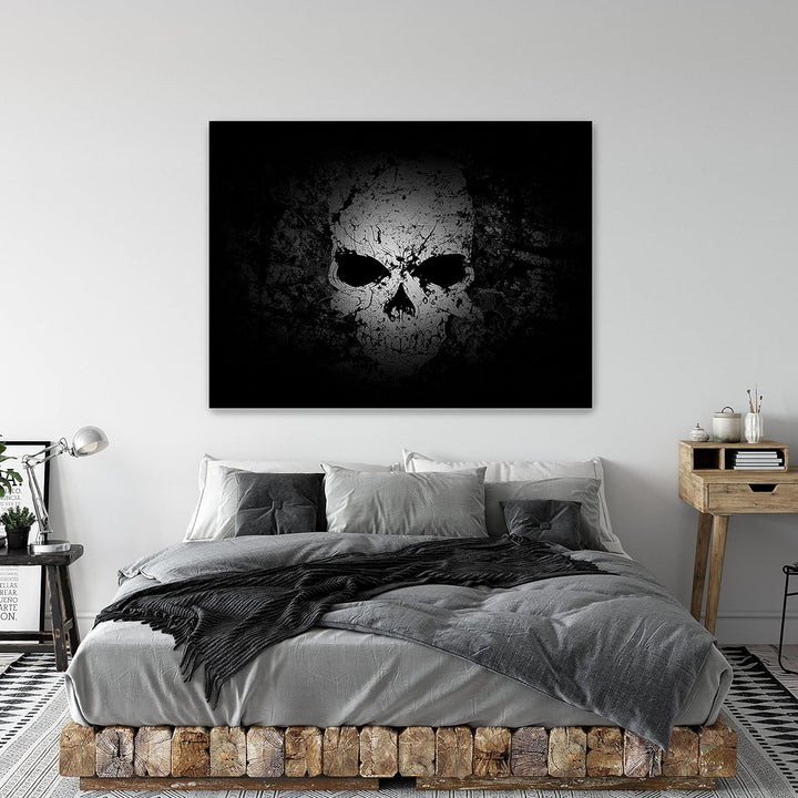 wandmotiv24 Totenkopf Wandbild aus Acrylglas, Grösse 80x60cm, Querformat, Schädel im Grunge Style, S