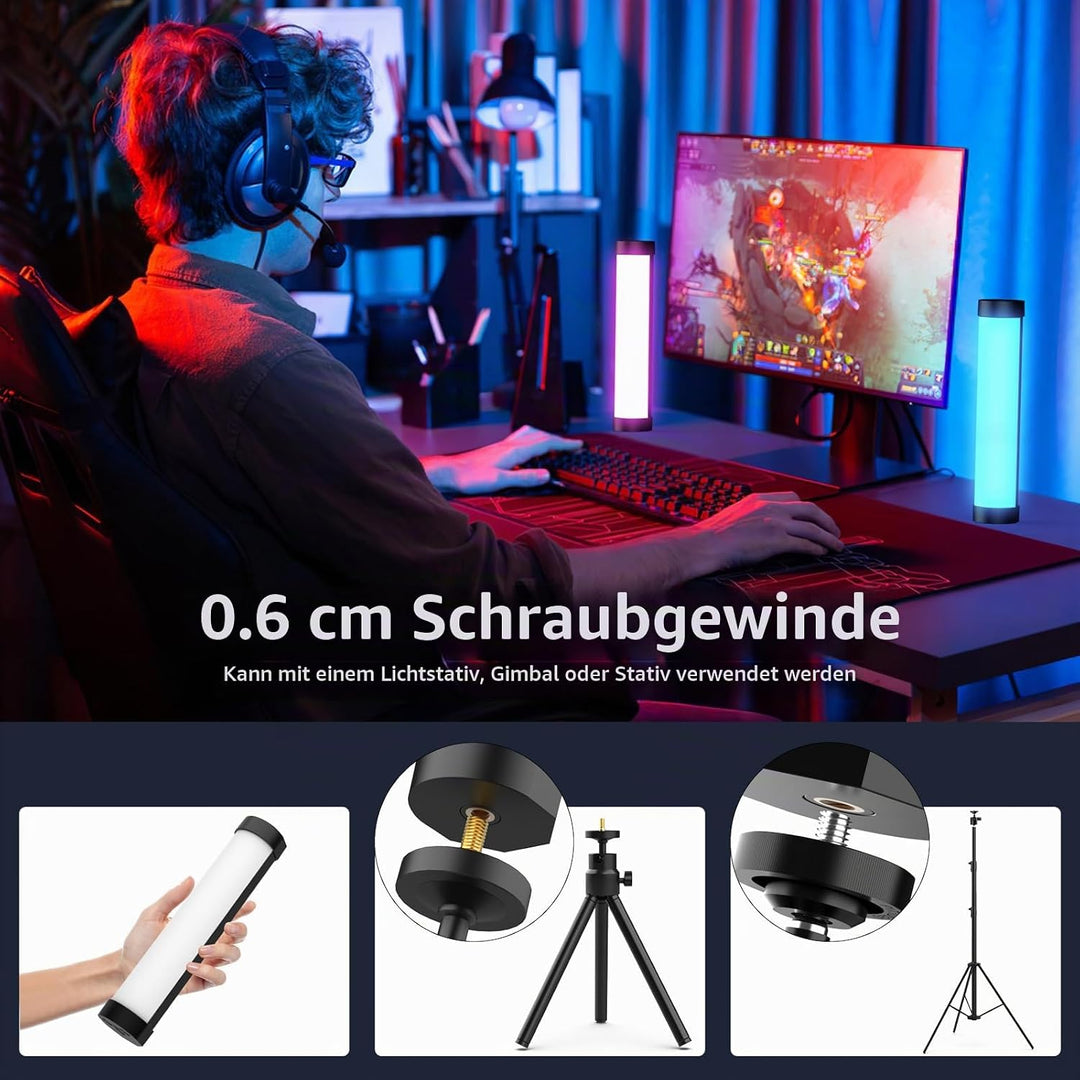 LUXCEO V8 LED Lichtstab, RGB LED Videoleuchte für Fotografie, Dimmbare 3000K/6000K,RGB Kamera Licht