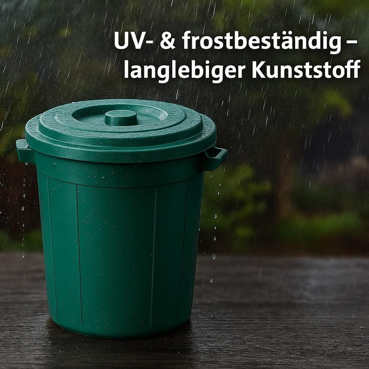 YourCasa Mülltonne 2 x 50L - Mülleimer mit Deckel - Tonne mit Trageriffen für Garten - Futtertonne o