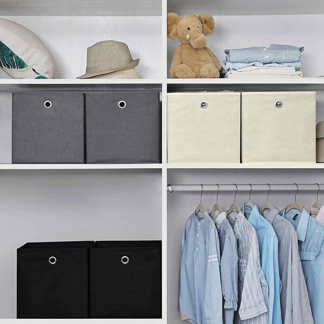 SONGMICS Aufbewahrungsbox, 6er Set, faltbare Stoffbox, Faltbox aus Vliesstoff, Würfel, Aufbewahrungs