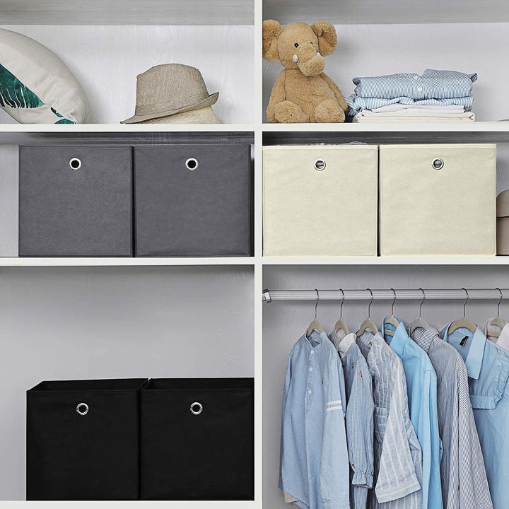 SONGMICS Aufbewahrungsbox, 6er Set, faltbare Stoffbox, Faltbox aus Vliesstoff, Würfel, Aufbewahrungs