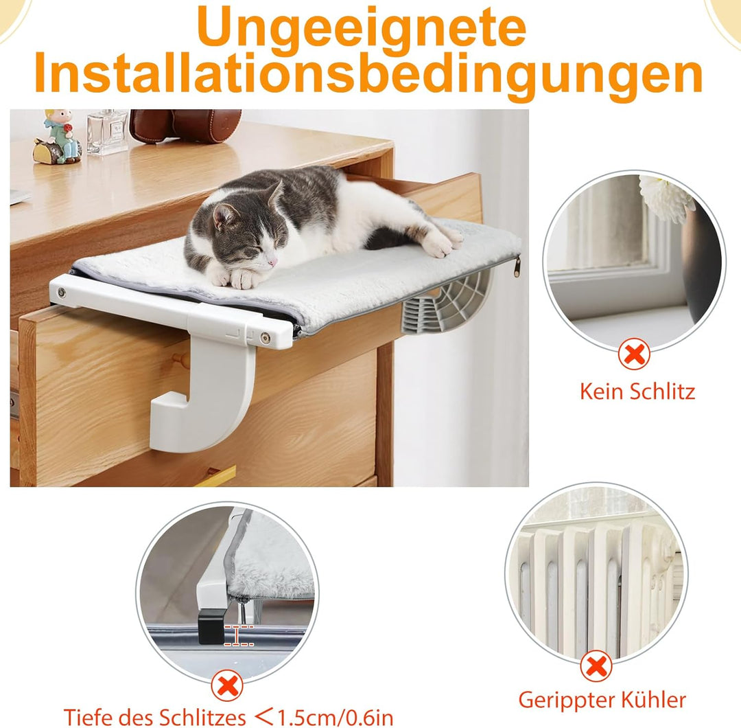 GUUSII HOME Katzenliege Balkon Fensterhängematte für Heizung Heizkörper 67.5 * 34.5cm Hängematte für