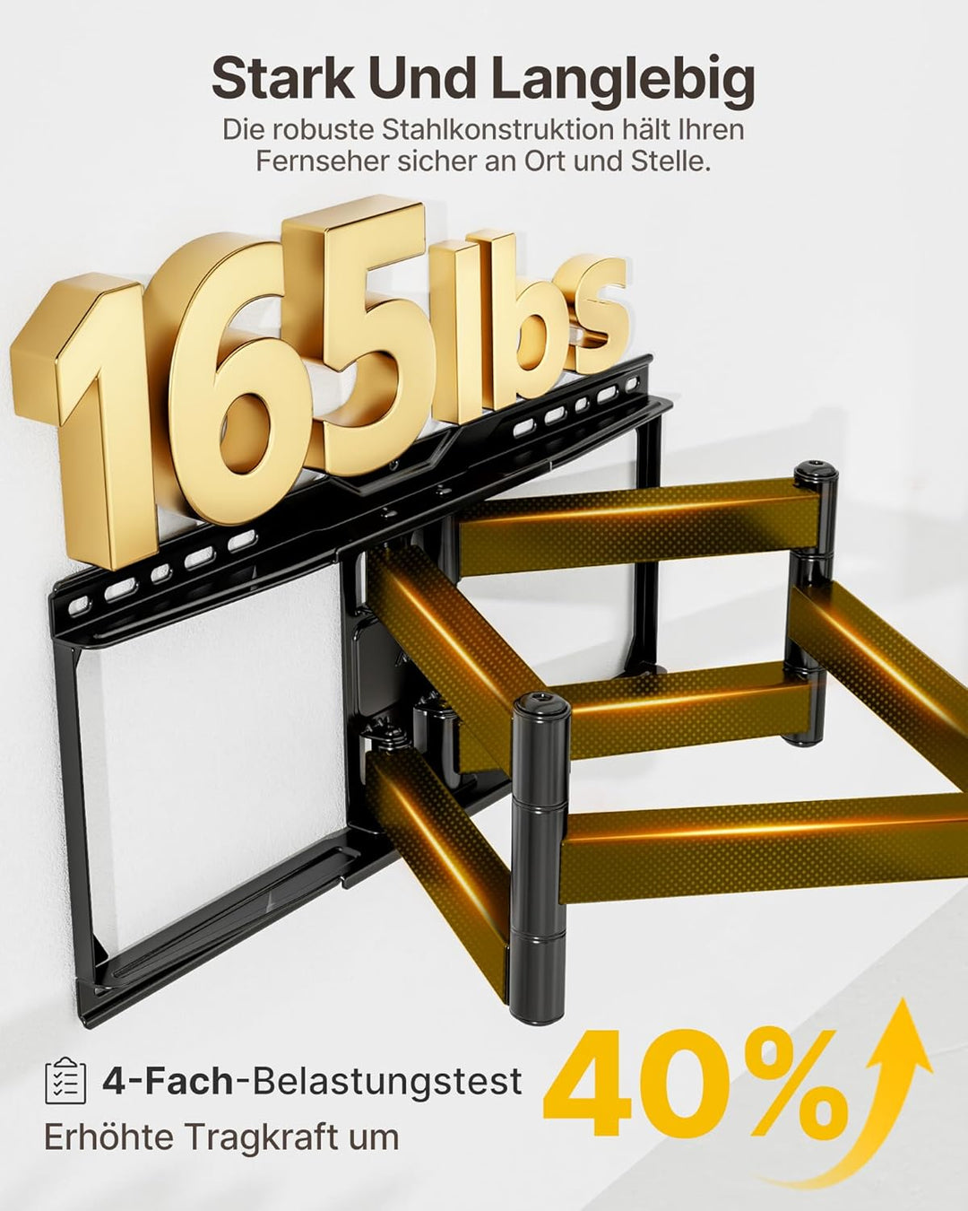 monTEK TV Wandhalterung für die meisten 37–90 Zoll Fernseher bis 75 kg, Wandhalterung Fernseher mit