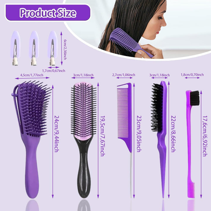 WhaleO Haarbürsten Set Lockenbürste Sleek Bun Bürste Curly Hair Brush Entwirrbürste Stielkamm Toupie