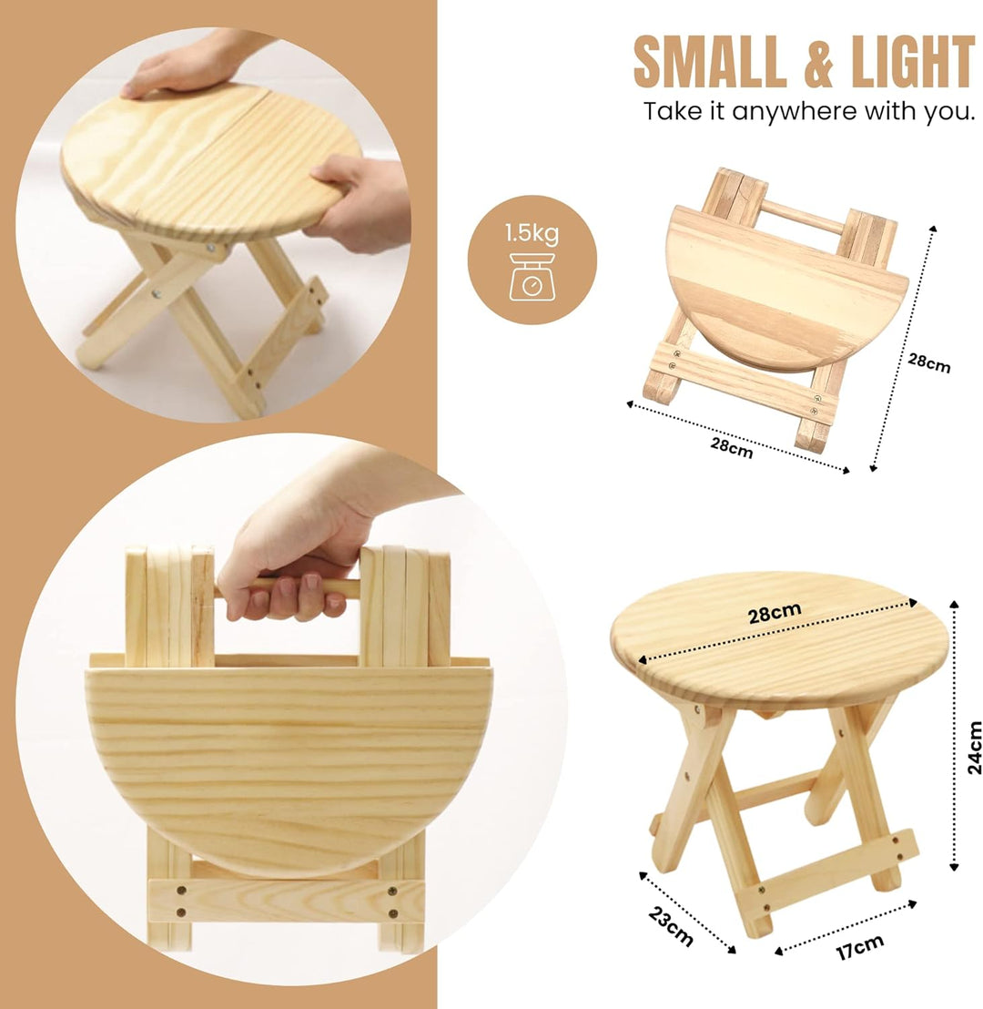 Mini-Hocker, runder Holzsitz, zusammenklappbar, Reisesitz, Kindertreppe, tragbare Fussstütze für Hau