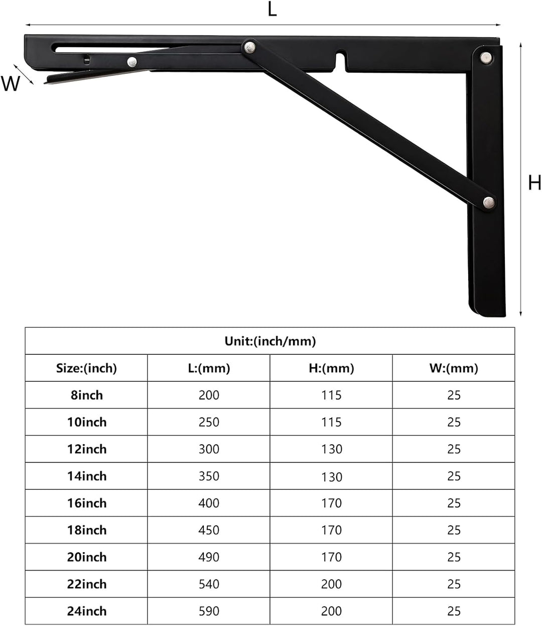 Toirxarn Klappkonsole 250mm Wand Klappkonsole Kapazität 150 kg 2 Stück - Rostfreier Stahl Schwerlast