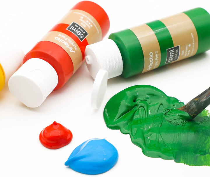 Artecho Acrylfarben Set 24x59 ml, Acrylic Paint Set, Wasserfest und Lichtecht, Schnell Trocknend, id