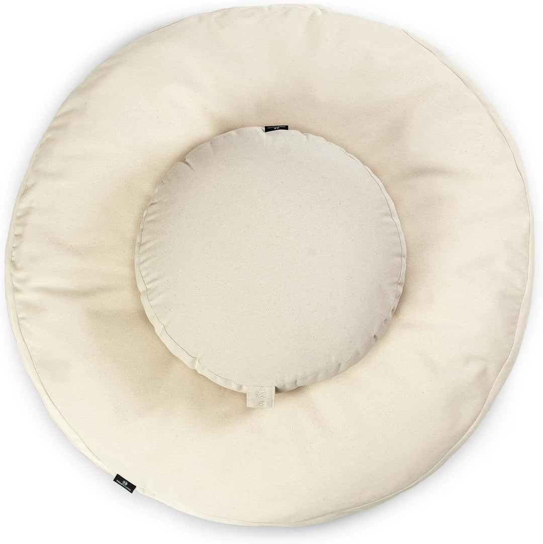 Yoga Studio Zabuton Meditationskissen-Set, rund, Bio, Zafu (Ecru) natur, natur
