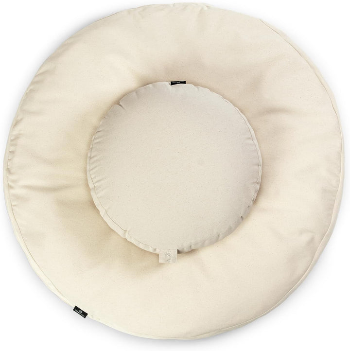 Yoga Studio Zabuton Meditationskissen-Set, rund, Bio, Zafu (Ecru) natur, natur