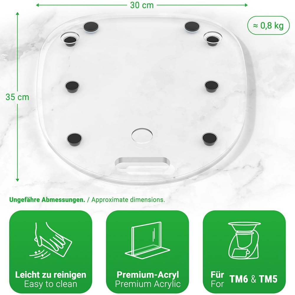 Gleitbrett für Thermomix TM6 TM5 Gleiter müheloses Verschieben Rollbrett aus Acryl - Transparent, Tr