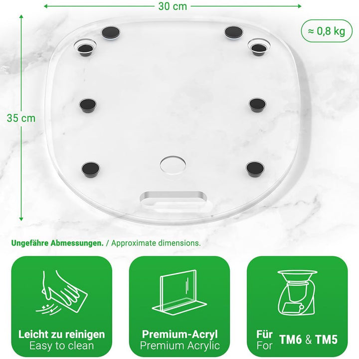 Gleitbrett für Thermomix TM6 TM5 Gleiter müheloses Verschieben Rollbrett aus Acryl - Transparent, Tr