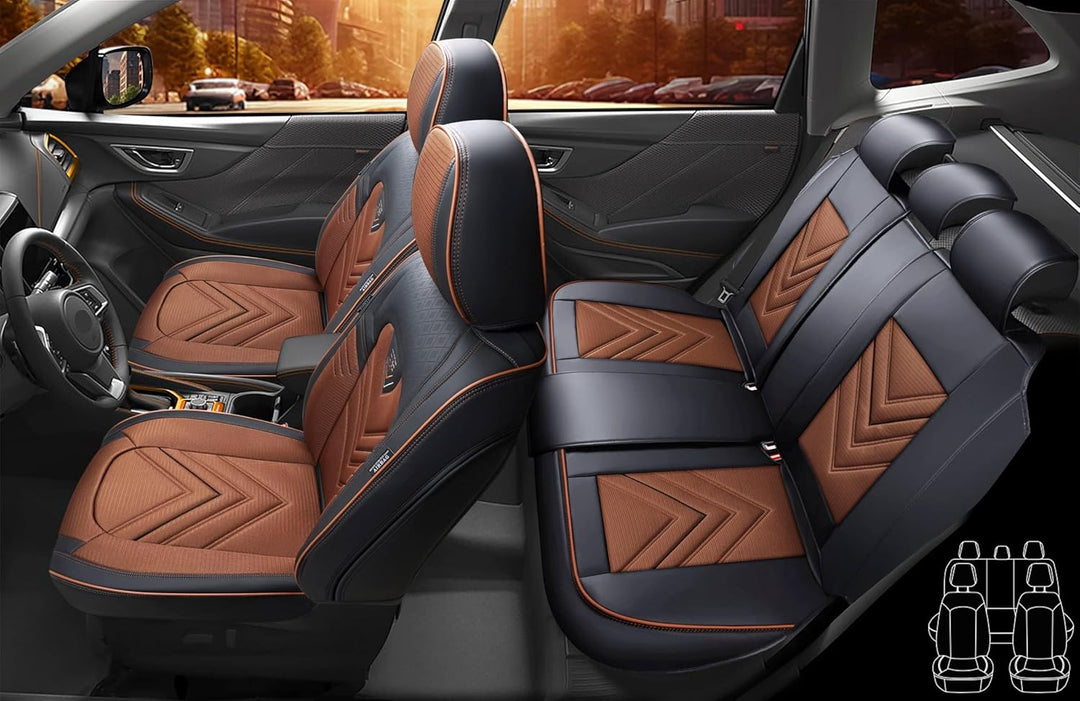 Schonbezüge Sitzbezüge Komplettset für VW Amarok Bj ab 2010 in Schwarz/Braun FSL2