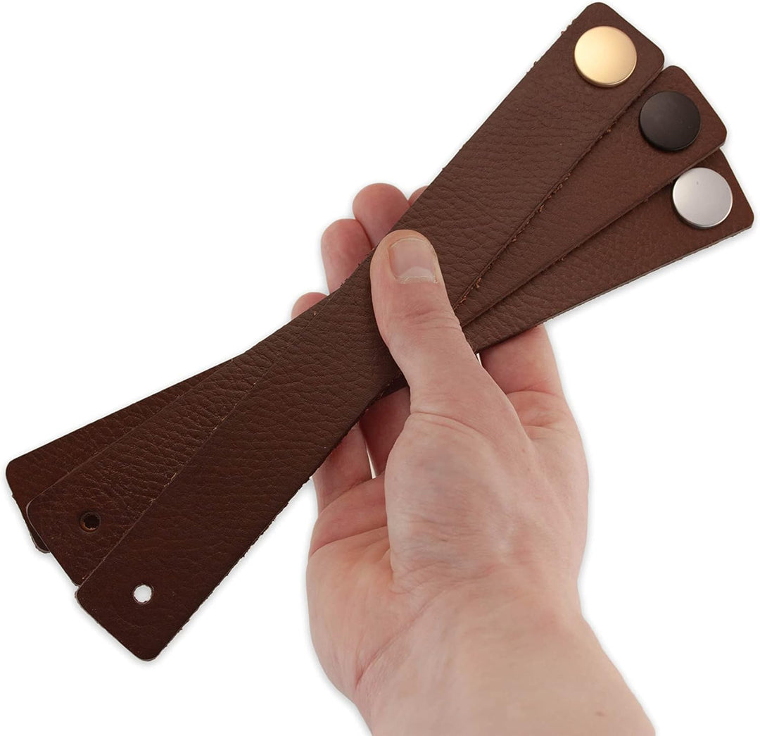 Brute Strength - Ledergriffe für Möbel - Cognac - 12 Stück - 25 x 3 cm - Schrankgriff, Türgriff für