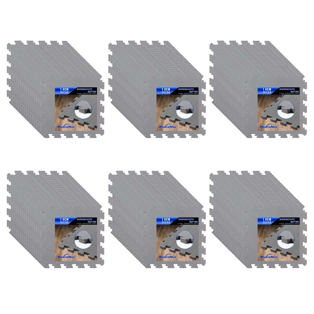 Eva Bodenschutzmatte Fitness 30x30x1cm – Puzzlematte rutschfest & stossdämpfend – 108 Stück grau – B