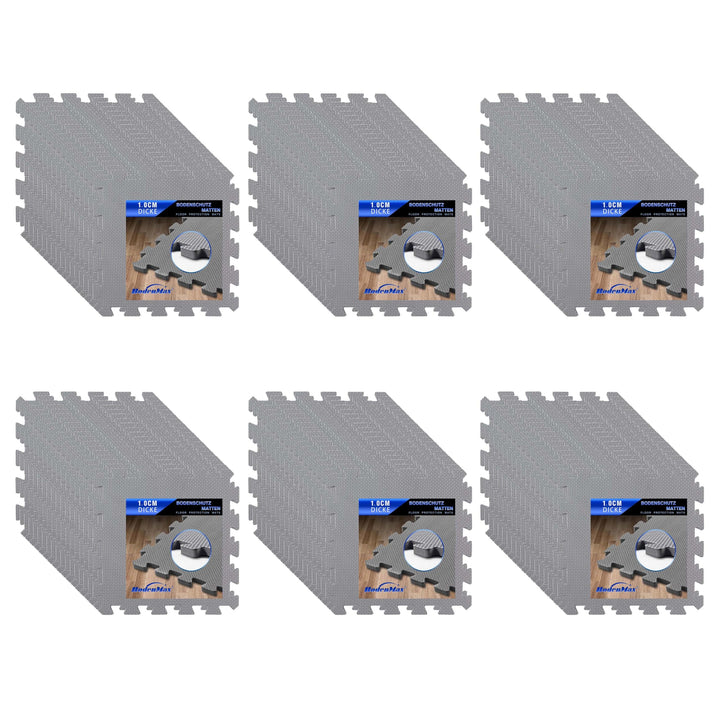 Eva Bodenschutzmatte Fitness 30x30x1cm – Puzzlematte rutschfest & stossdämpfend – 108 Stück grau – B