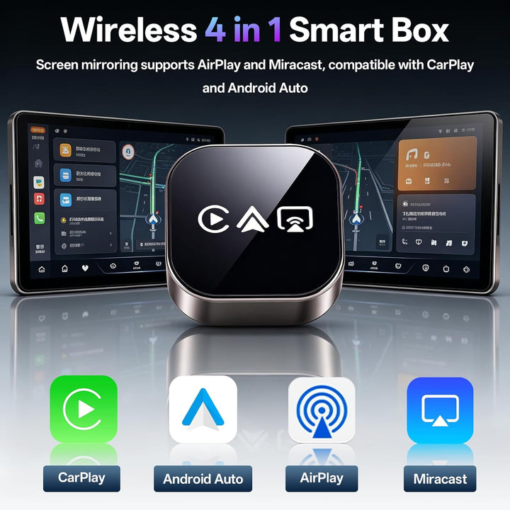 2026 4-in-1 Wireless CarPlay Adapter – Kabelgebunden zu Kabellos für CarPlay & Android Auto, 2.4+5.0