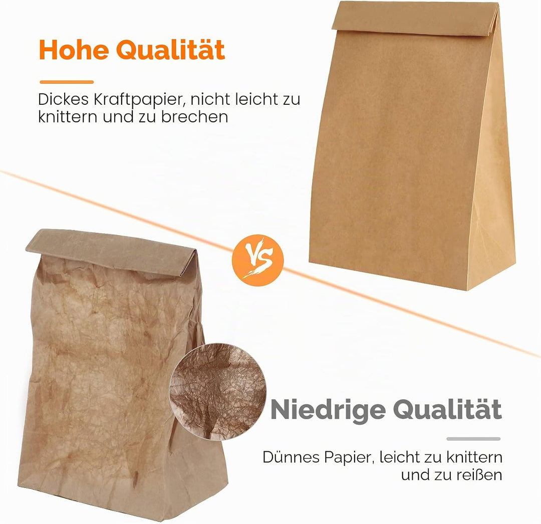 Papiertüten Geschenktüten 100 STK-11x6x20cm kraftpapier Tüten für Weihnachten Hochzeit Geburtstagspa