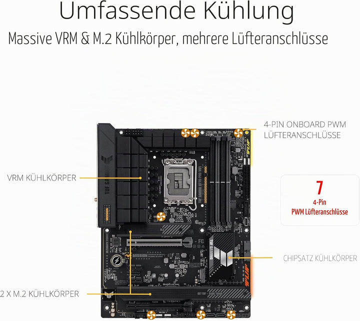 ASUS TUF GAMING H770-PRO WIFI Mainboard Sockel Intel LGA 1700 (Intel H770, ATX, PCIe 5.0, DDR5-Speic