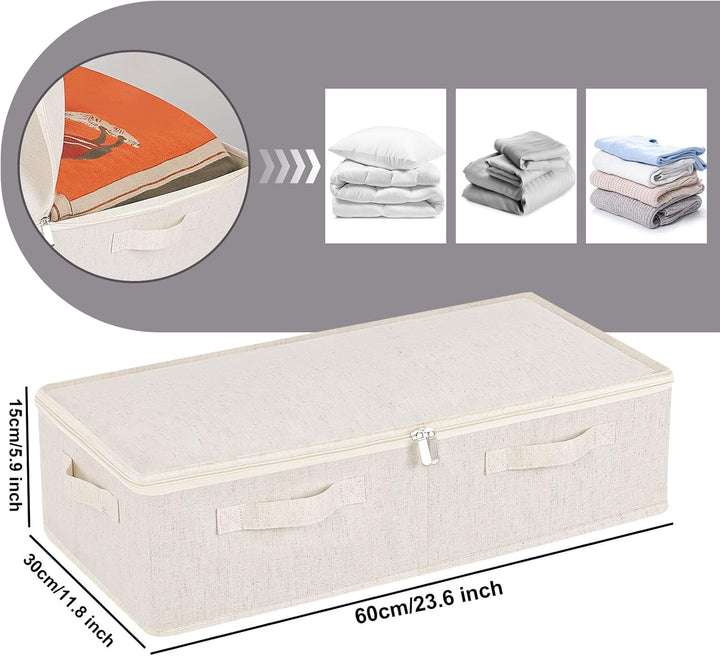 Unterbett Aufbewahrungsbox, Faltbare Tasche für Bettlaken mit Deckel, Unterbettbox Organizer mit Rei