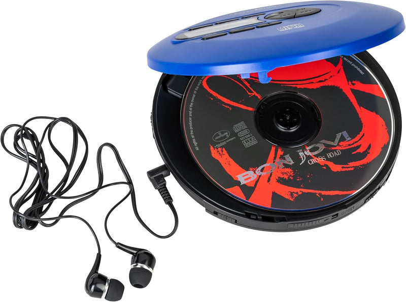 Reflexion CD/MP3 Player - Perfekt für Reisen, mit langlebigem Akku + Mit Kopfhörern (blau) PPL-UKW R