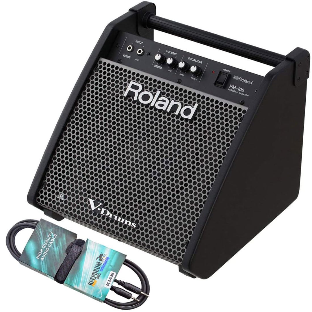 Roland PM-100 E-Drum Monitor Box + keepdrum GC075 Stereo-Miniklinke 3m