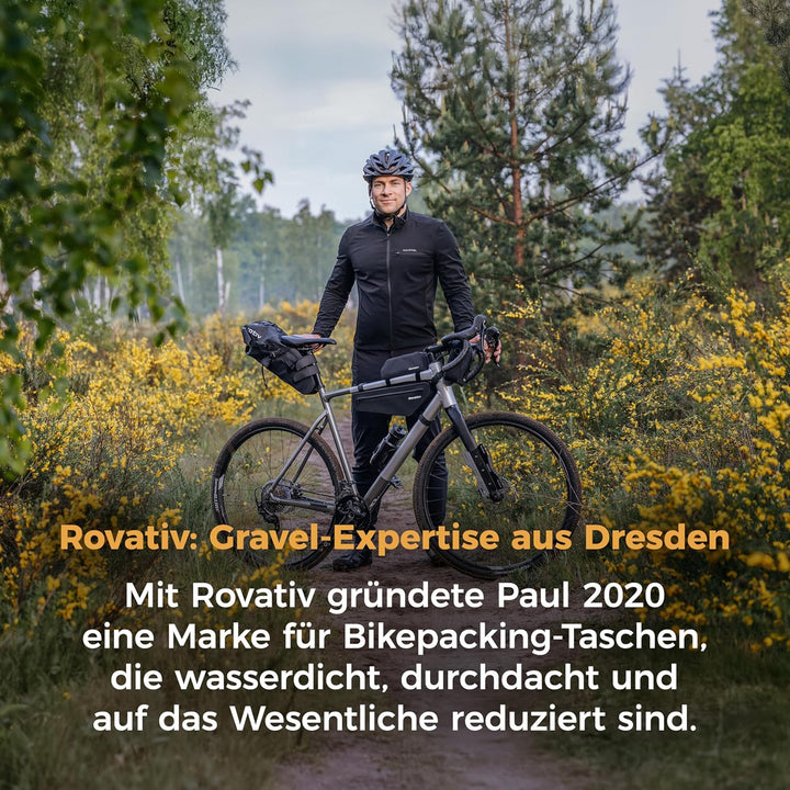 Rovativ® Bikepacking Rahmentasche [2,2 Liter] 100% Wasserdicht - super Fester Halt - Robustes TPU-Ge