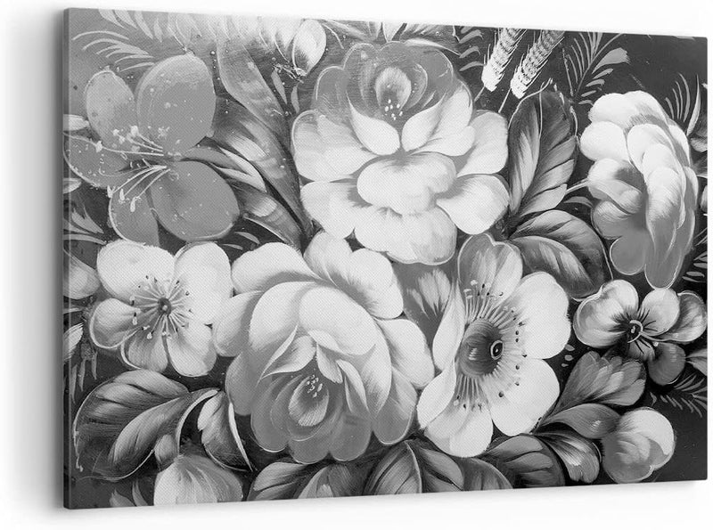 Bilder auf Leinwand 100x70cm Leinwandbild Blume Blumenstrauss Blatt Gross Wanddeko Bild Schlafzimmer