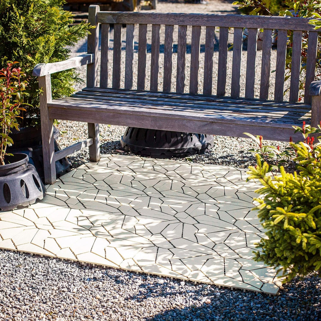 UPP Gartenplatten 30x30 cm Naturstein Optik | Wetterfester Kunststoff Bodenbelag | Klickfliesen für